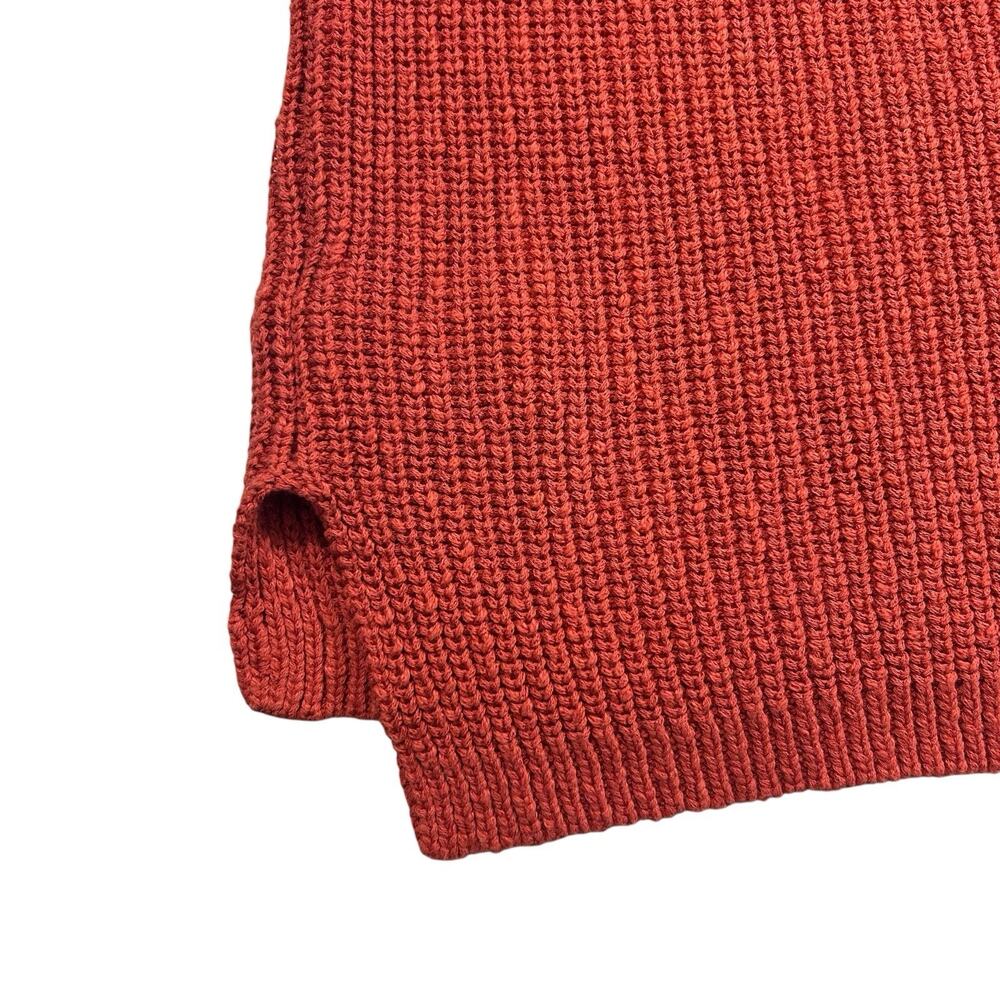 NWT Madewell Sz M Orange Ridgeton Pullover Textured Sweater Cotton Knit V-neck - Picture 8 of 13
